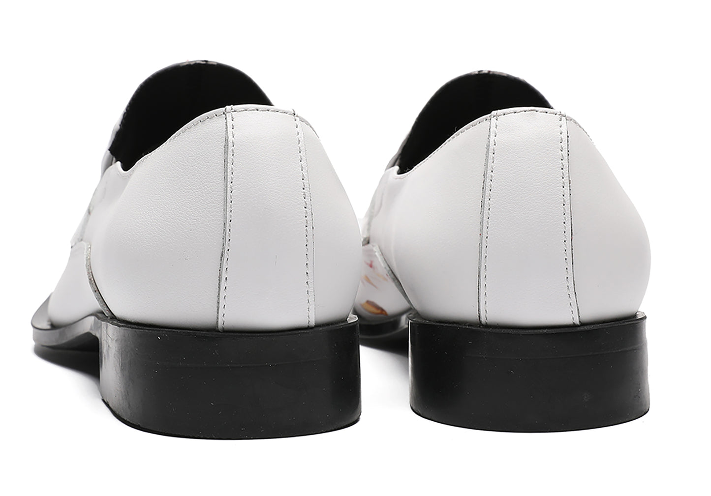 Mens White Dress Metal Wingtip Toe Western Loafers
