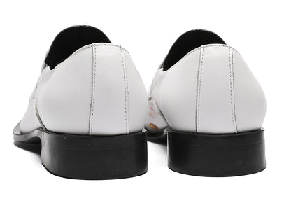 Mens White Dress Metal Wingtip Toe Western Loafers