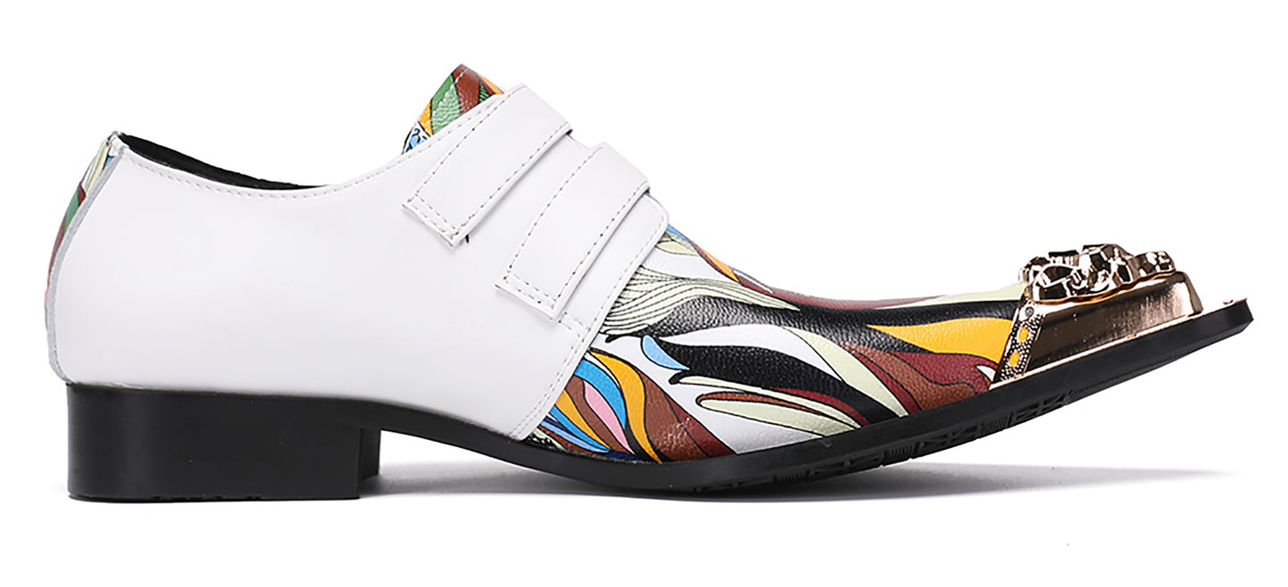 Mens Metal-Tip Toe Double Buckle Monk Strap Western Loafers