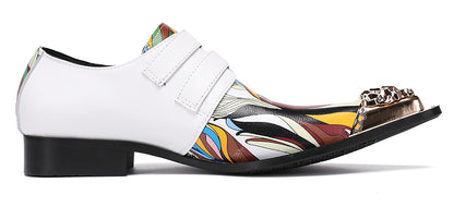 Mens Metal-Tip Toe Double Buckle Monk Strap Western Loafers