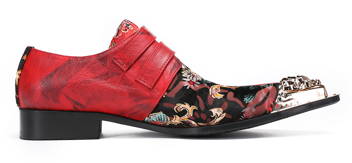 Mens Metal-Tip Toe Double Buckle Monk Strap Western Loafers