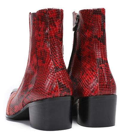 Mens Metal Pointed Toe Heel Zipper Pull Cowboy Western Boots