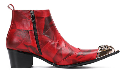 Mens Embroideries Dragon Graffiti Painting Western Boots