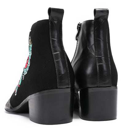 Mens Embroideries Dragon Graffiti Painting Western Boots