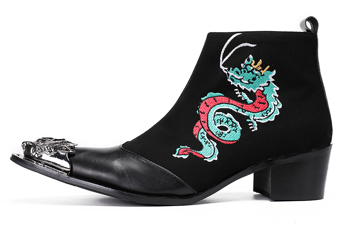 Mens Embroideries Dragon Graffiti Painting Western Boots