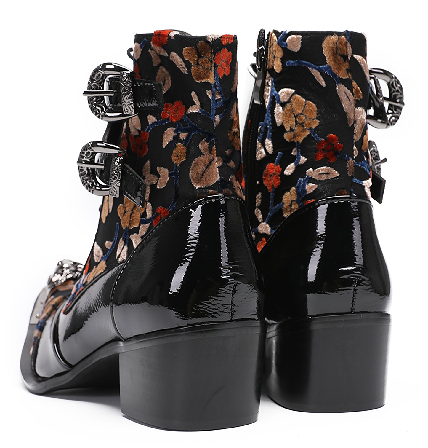 Mens Metal-Tip Toe Patent Leather Cowboy Western Boots
