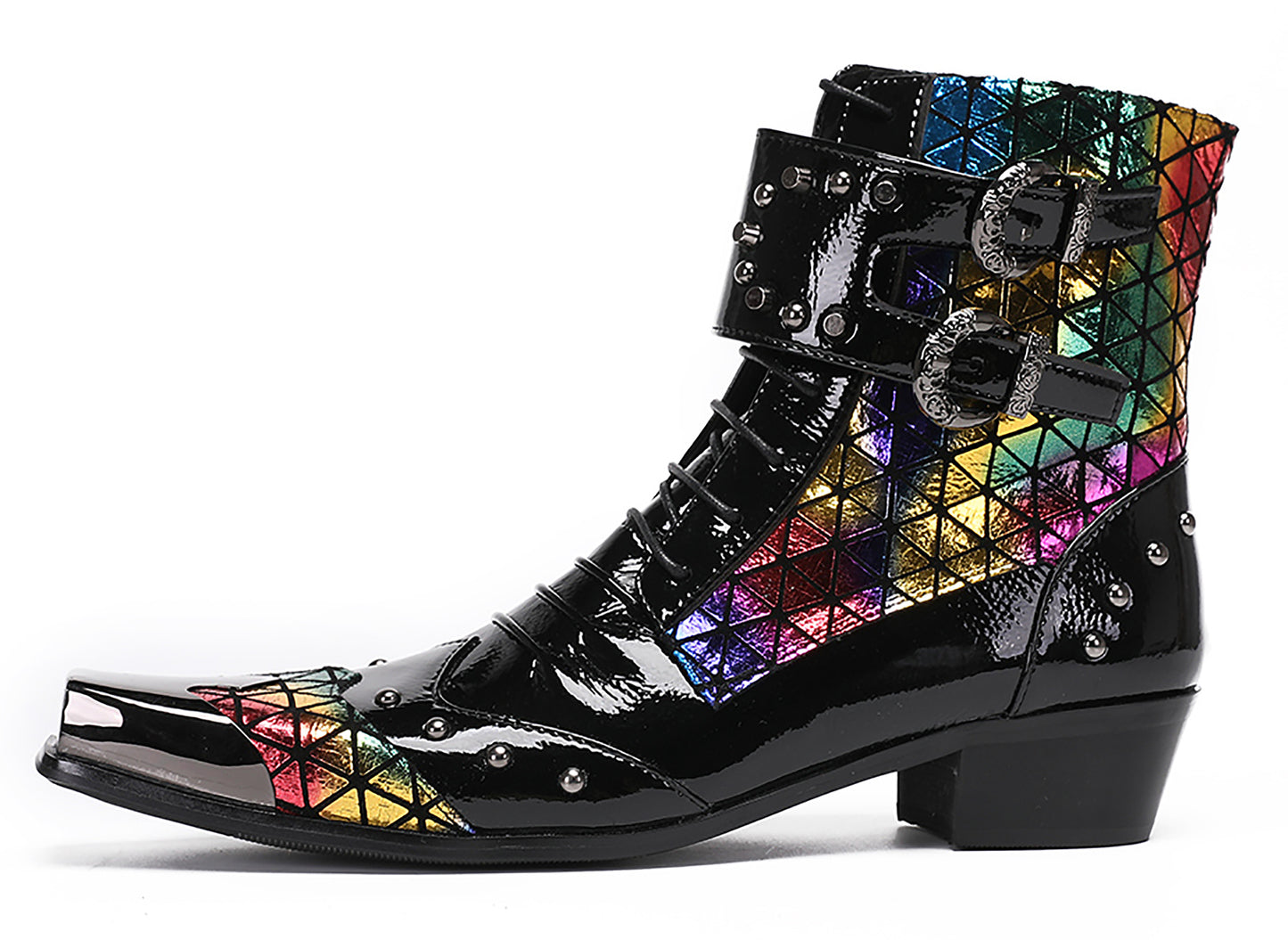 Mens Metal-Square Toe Prom Casual Cowboy Western Boots