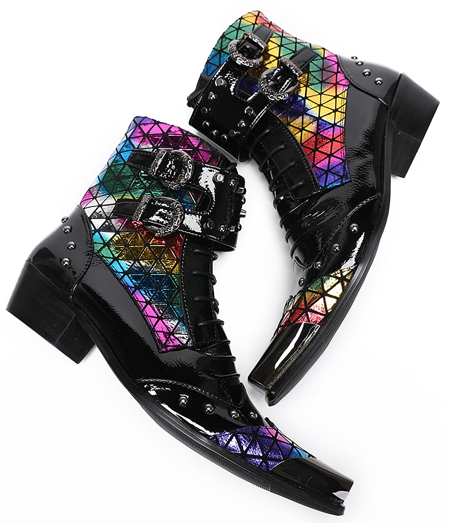 Mens Metal-Square Toe Prom Casual Cowboy Western Boots
