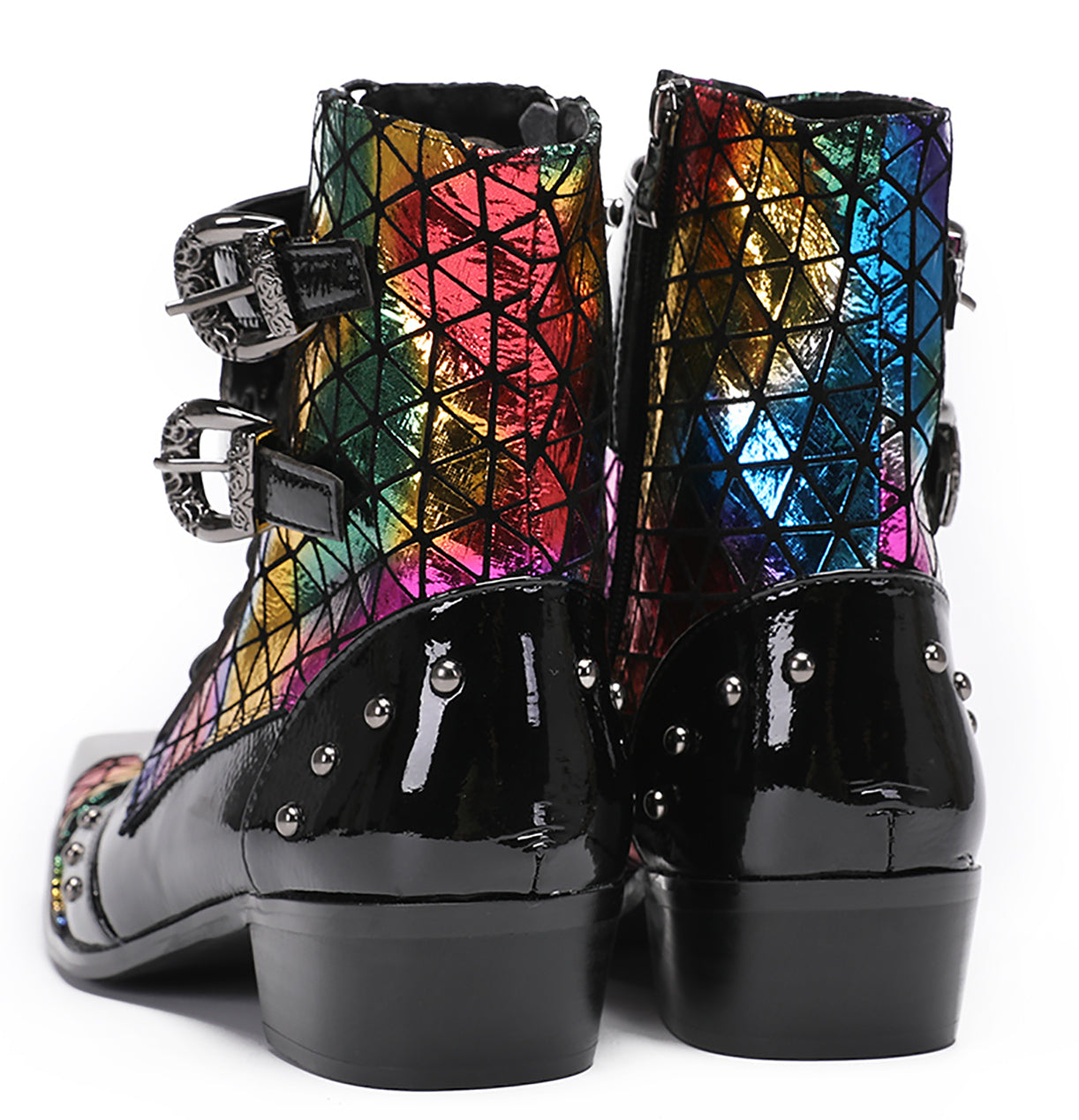 Mens Metal-Square Toe Prom Casual Cowboy Western Boots