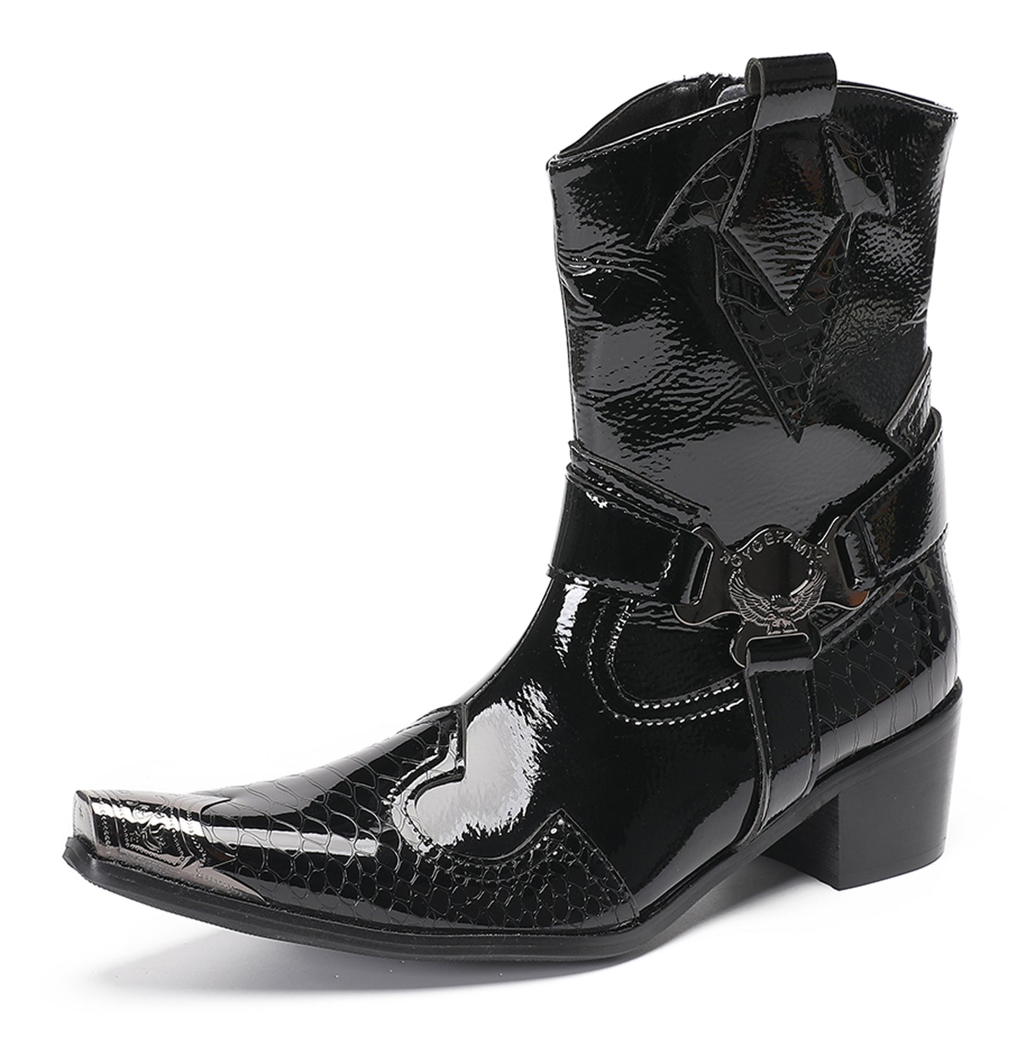Mens Top-Grain Leather High Top Western Cowboy Boots
