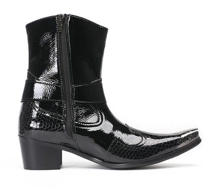 Mens Top-Grain Leather High Top Western Cowboy Boots