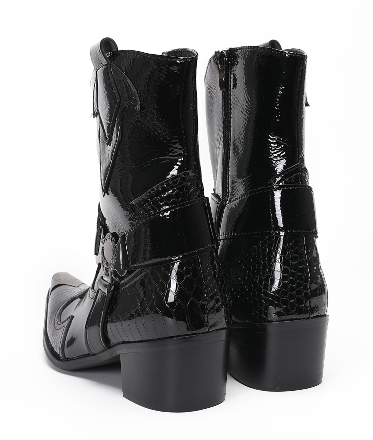 Mens Top-Grain Leather High Top Western Cowboy Boots