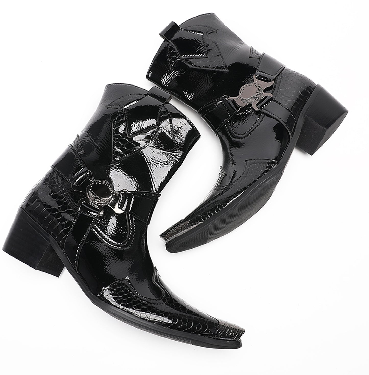 Mens Top-Grain Leather High Top Western Cowboy Boots