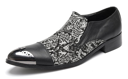 Mens Embroidered Brocade Pattern Slip-On Western Loafers