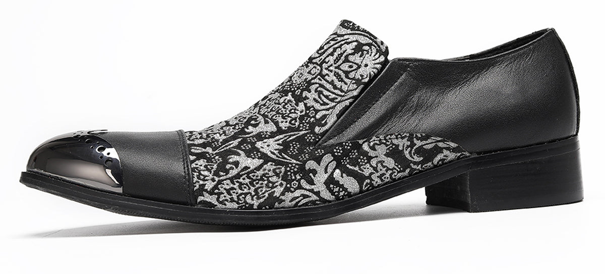 Mens Embroidered Brocade Pattern Slip-On Western Loafers