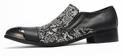 Mens Embroidered Brocade Pattern Slip-On Western Loafers