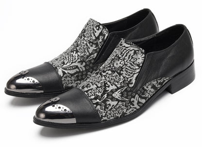 Mens Embroidered Brocade Pattern Slip-On Western Loafers