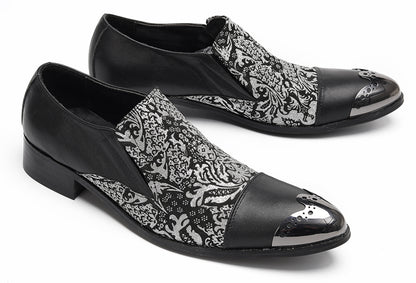 Mens Embroidered Brocade Pattern Slip-On Western Loafers