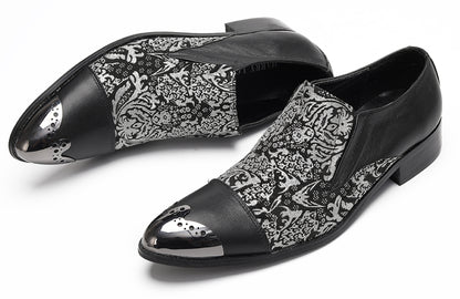 Mens Embroidered Brocade Pattern Slip-On Western Loafers