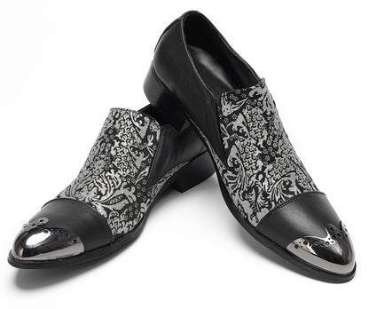 Mens Embroidered Brocade Pattern Slip-On Western Loafers