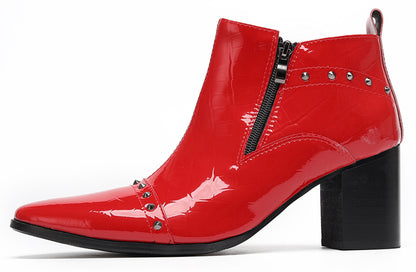 Mens Studded Block Heel Side Zip Rock Causal Dress Ankle Boots