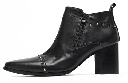 Mens Studded Block Heel Side Zip Rock Causal Dress Ankle Boots