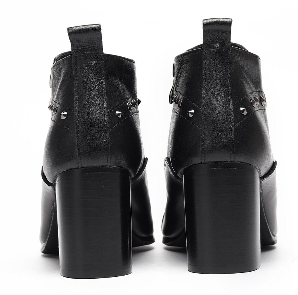 Mens Studded Block Heel Side Zip Rock Causal Dress Ankle Boots