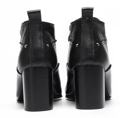 Mens Studded Block Heel Side Zip Rock Causal Dress Ankle Boots