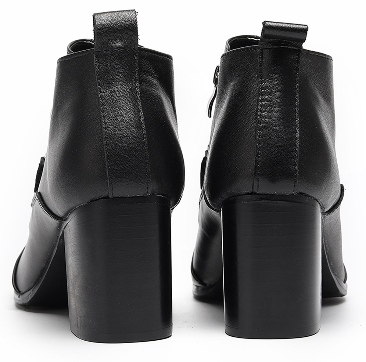 Mens Pointed Toe Zip Block Heel Chain Punk Ankle Boots