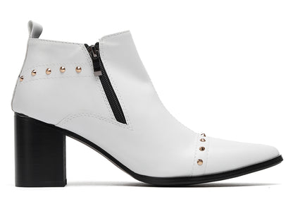 Mens Studded Block Heel Side Zip Rock Causal Dress Ankle Boots