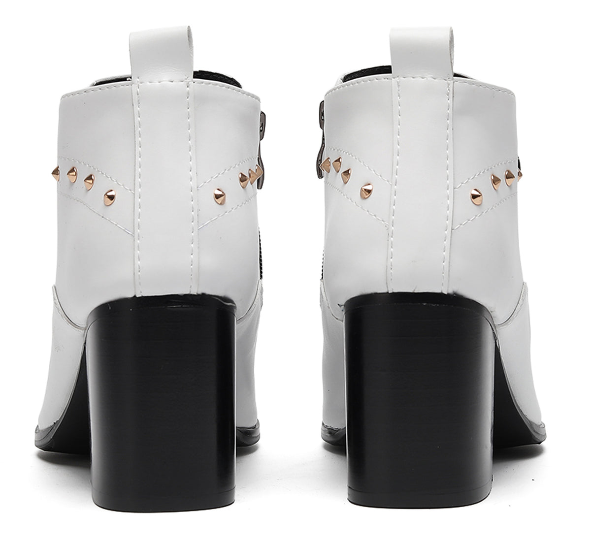 Mens Studded Block Heel Side Zip Rock Causal Dress Ankle Boots