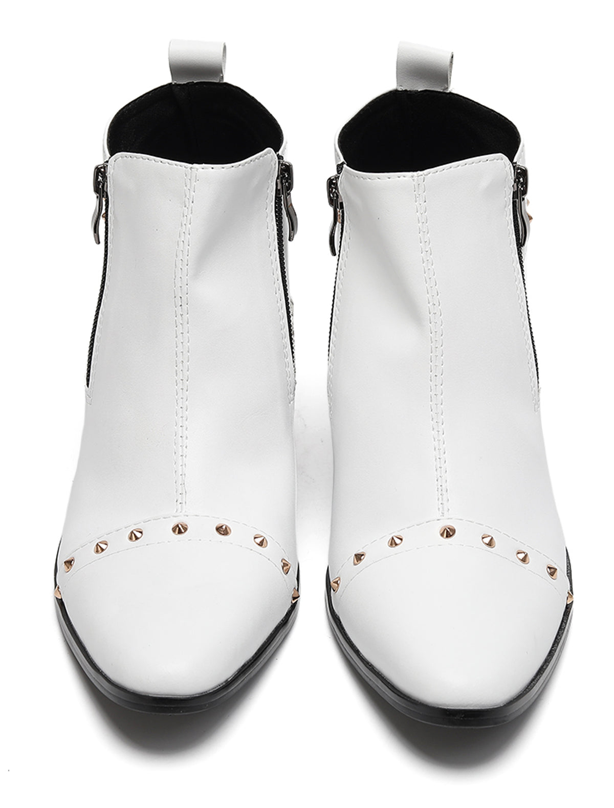 Mens Studded Block Heel Side Zip Rock Causal Dress Ankle Boots
