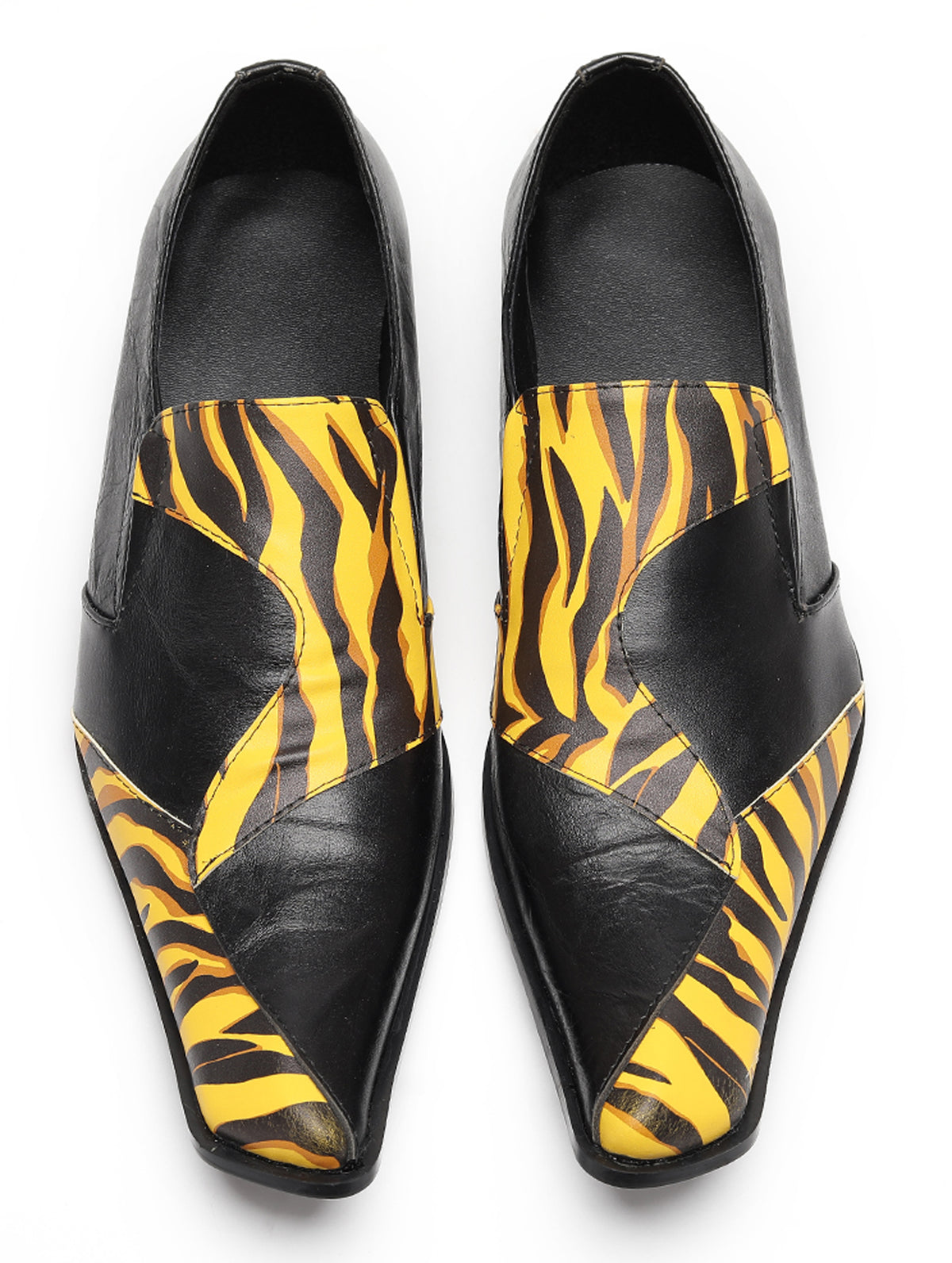 Mens Tiger Print Slip-On Dress Casual Bold Leather Loafers