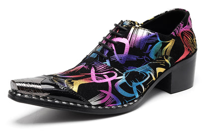 Mens Colorful Pattern Snake Print & Graffiti Design Western Oxfords