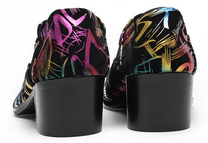Mens Colorful Pattern Snake Print & Graffiti Design Western Oxfords