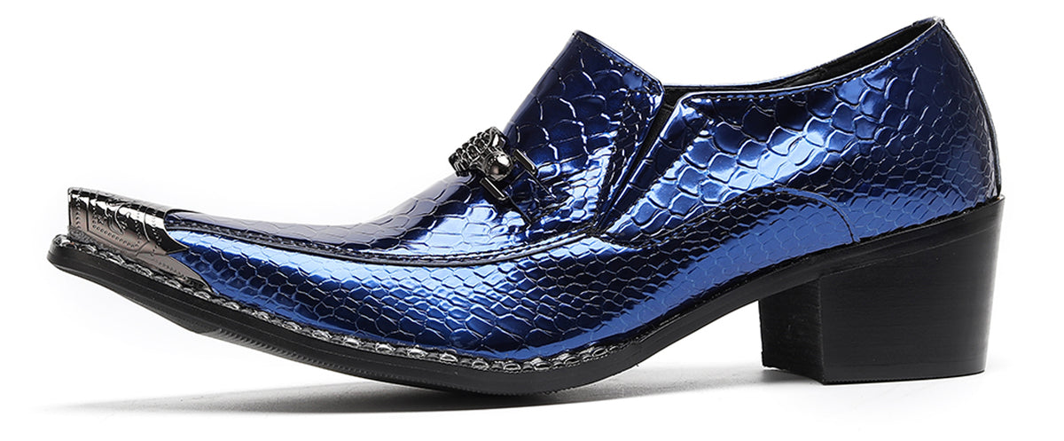 Mens Metal Tip Skull Chain Party Western Loafers