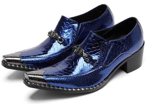 Mens Metal Tip Skull Chain Party Western Loafers