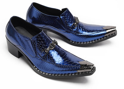 Mens Metal Tip Skull Chain Party Western Loafers