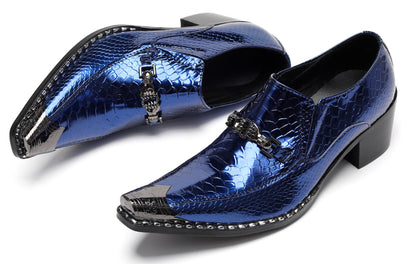 Mens Metal Tip Skull Chain Party Western Loafers