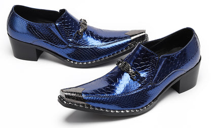 Mens Metal Tip Skull Chain Party Western Loafers