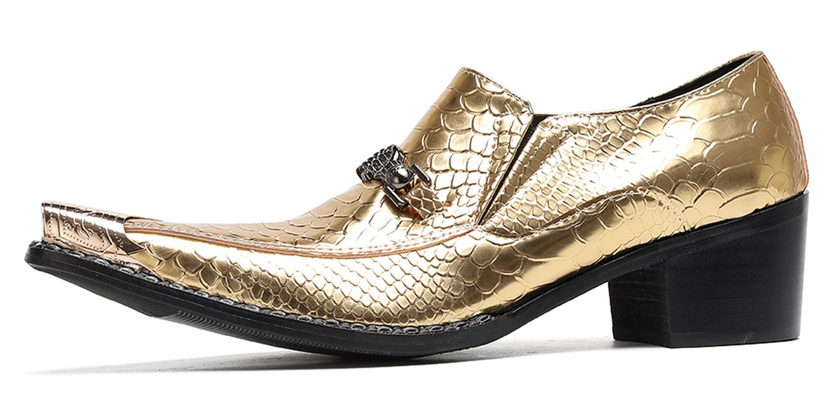 Mens Metal Tip Skull Chain Party Western Loafers