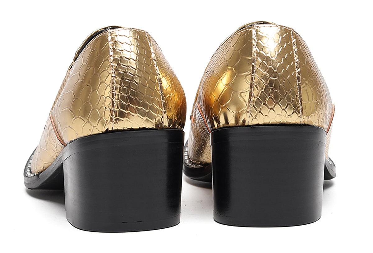 Mens Metal Tip Skull Chain Party Western Loafers