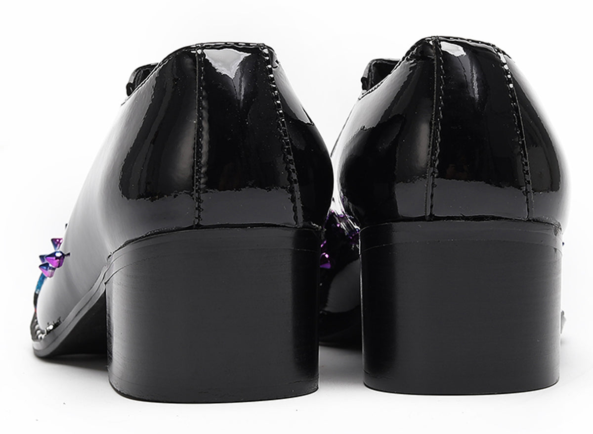 Mens Floral Studded Slip-On Cuban Heel Western Loafers