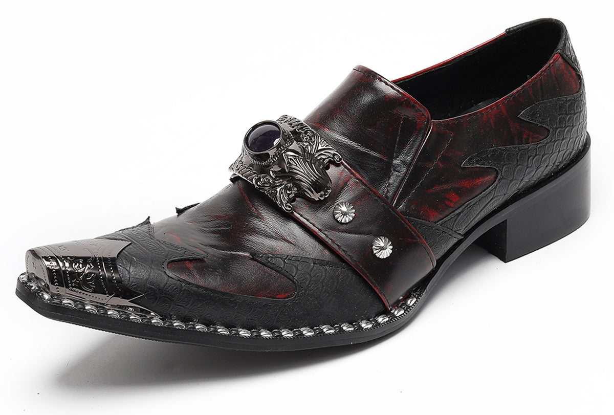 Mens Dragon Jewel Buckle Vintage Punk Western Loafers