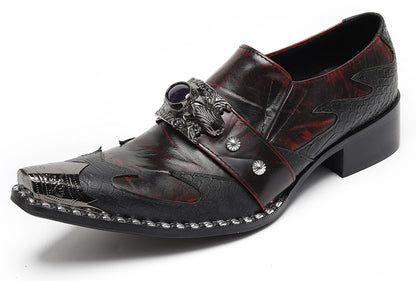 Mens Dragon Jewel Buckle Vintage Punk Western Loafers