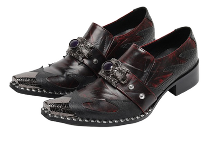 Mens Dragon Jewel Buckle Vintage Punk Western Loafers