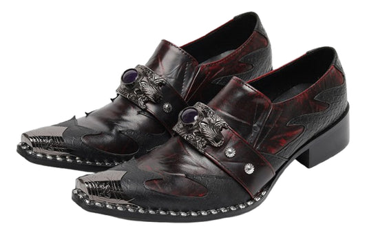 Mens Dragon Jewel Buckle Vintage Punk Western Loafers