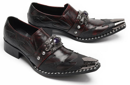 Mens Dragon Jewel Buckle Vintage Punk Western Loafers