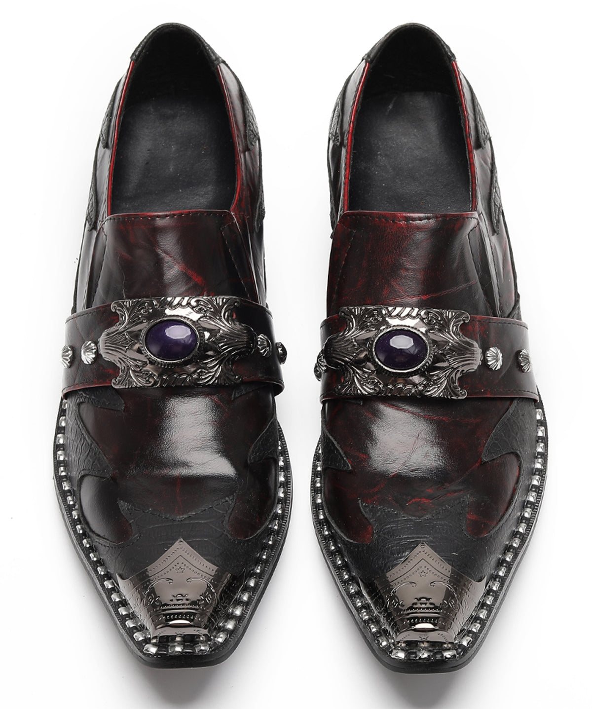 Mens Dragon Jewel Buckle Vintage Punk Western Loafers