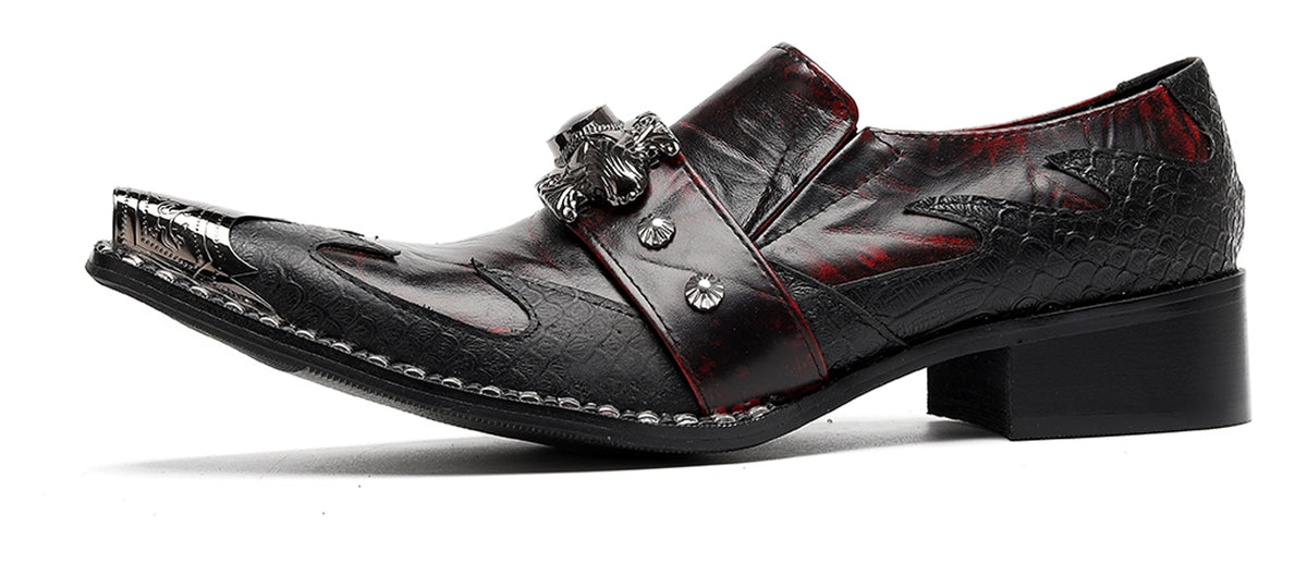 Mens Dragon Jewel Buckle Vintage Punk Western Loafers